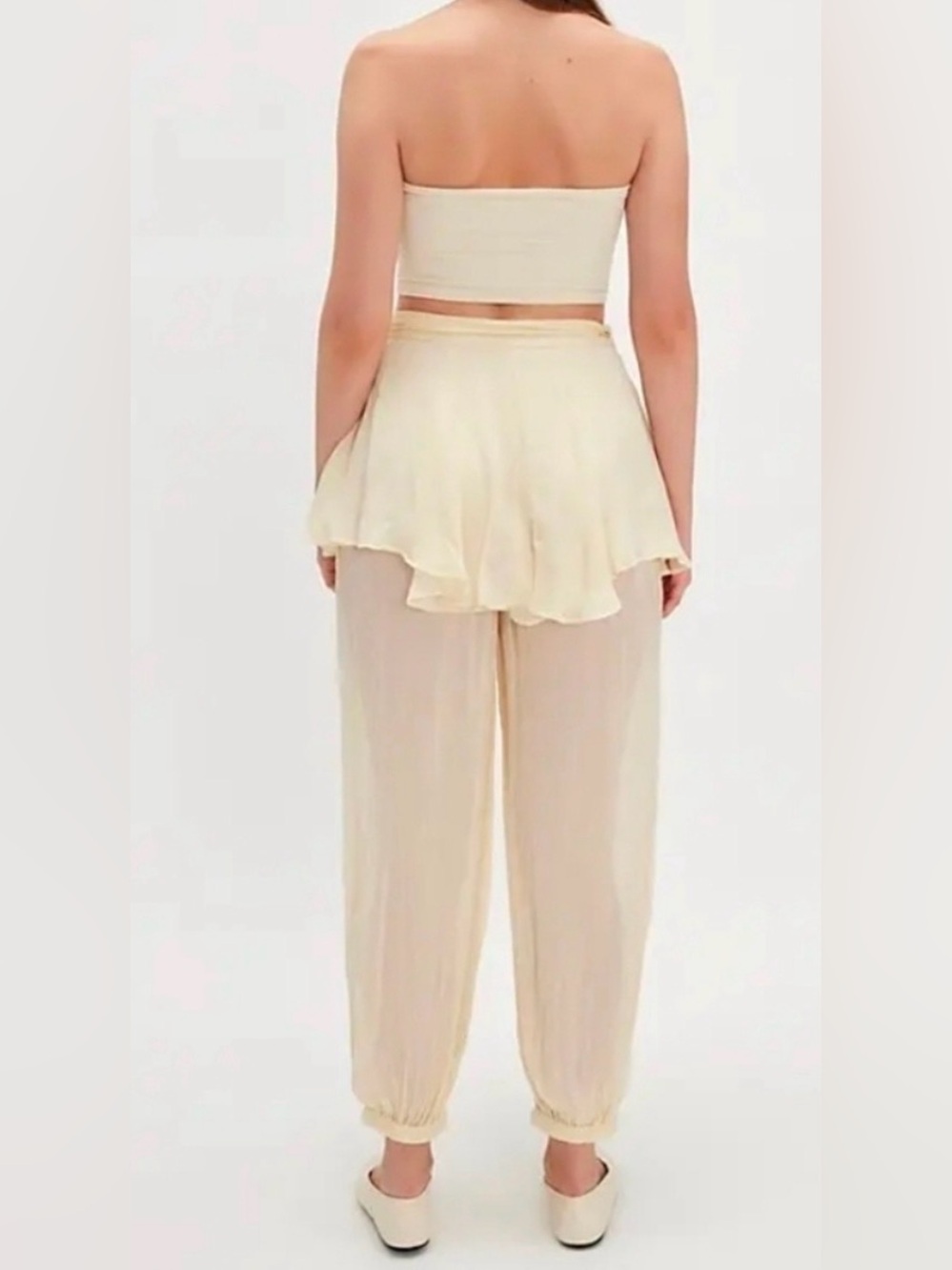 Free People Tongue Tied Sheer Balloon Pants Ivory M NWT Boho Festival - Picture 4 of 9